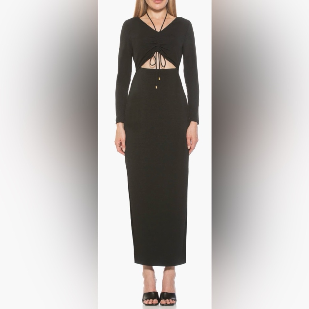 Alexia Admor Black V-Neck Long Sleeve Dress